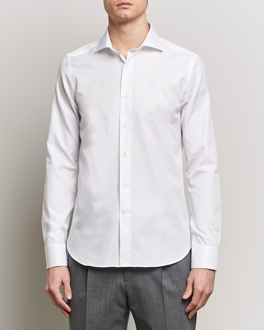 Mies | Kauluspaidat | Canali | Slim Fit Cotton Shirt White