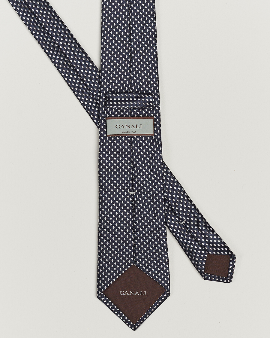 Mies | Canali Micro Dot Silk Tie Navy | Canali | Micro Dot Silk Tie Navy