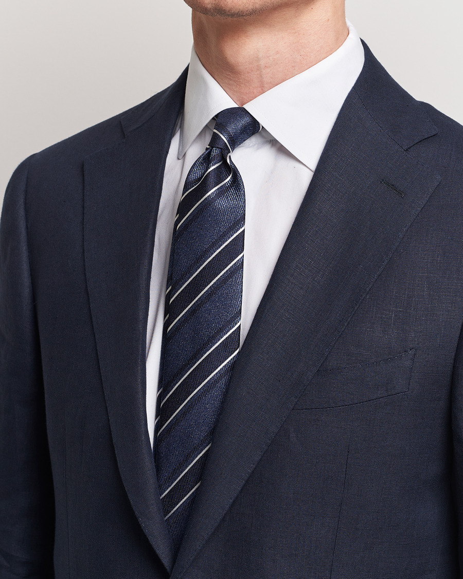 Mies | Business & Beyond | Canali | Regimental Stripe Silk Tie Dark Blue