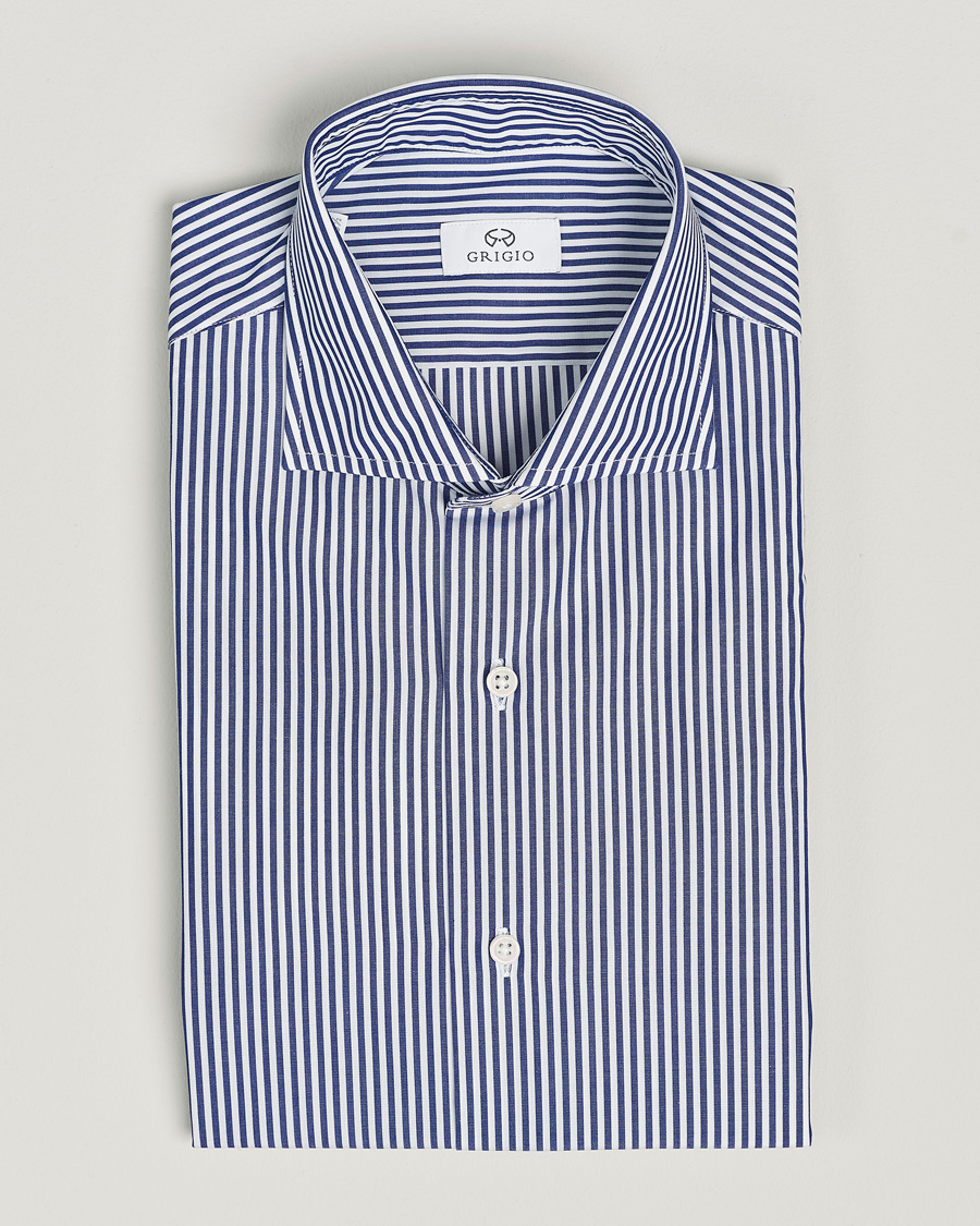 Mies | Kauluspaidat | Grigio | Cotton Poplin Dress Shirt Blue Stripe