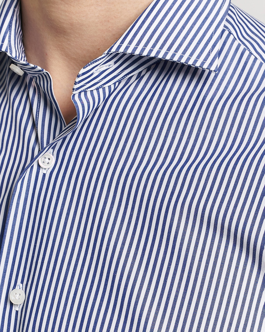 Mies | Kauluspaidat | Grigio | Cotton Poplin Dress Shirt Blue Stripe