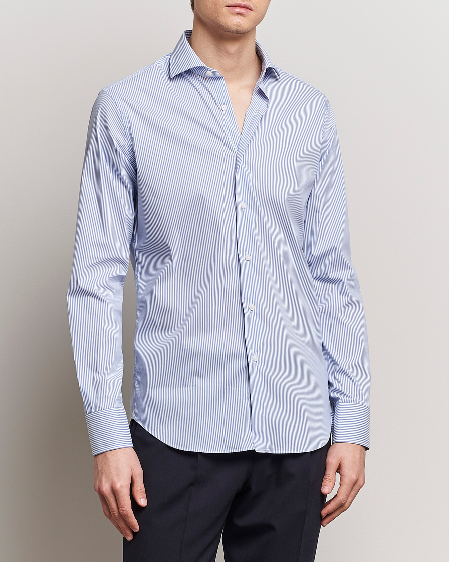 Mies | Putiikin uutuusmerkit | Grigio | Comfort Stretch Dress Shirt Light Blue Stripe