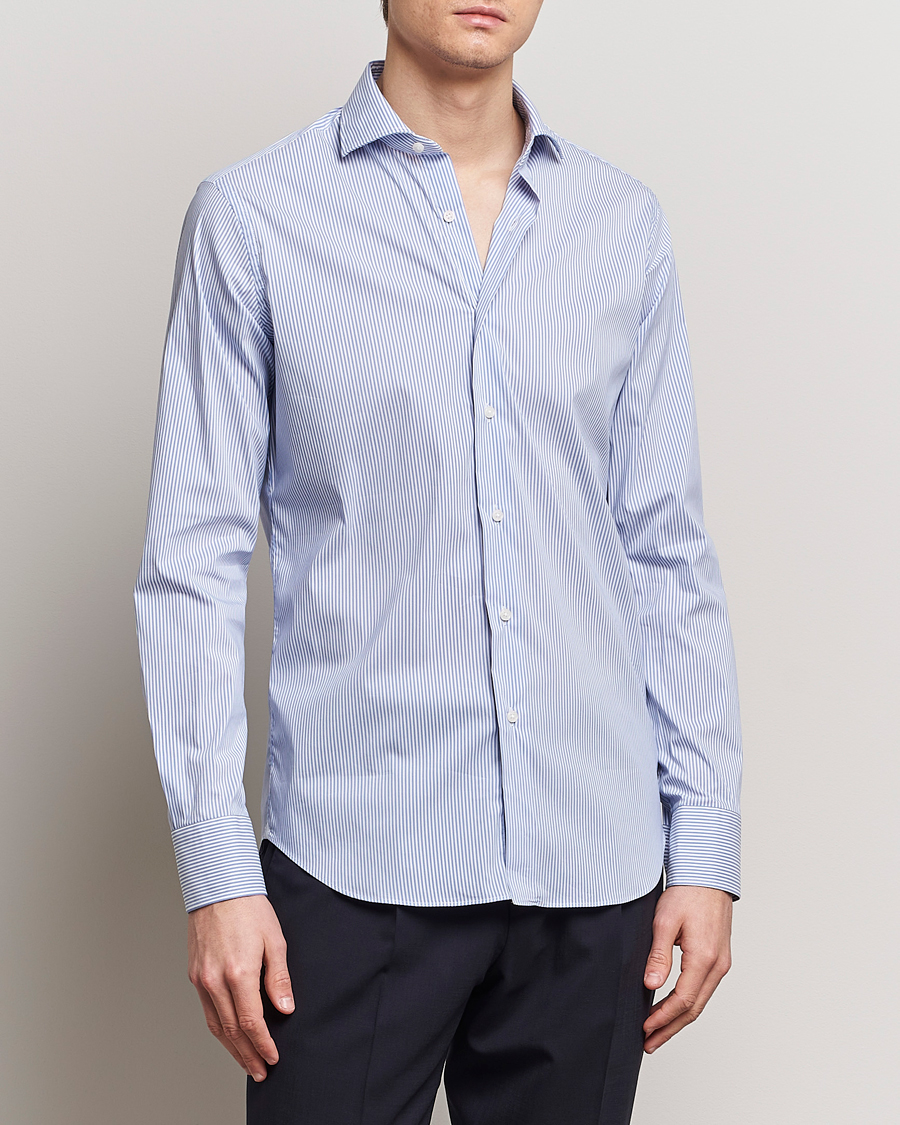 Mies | Kauluspaidat | Grigio | Comfort Stretch Dress Shirt Light Blue Stripe