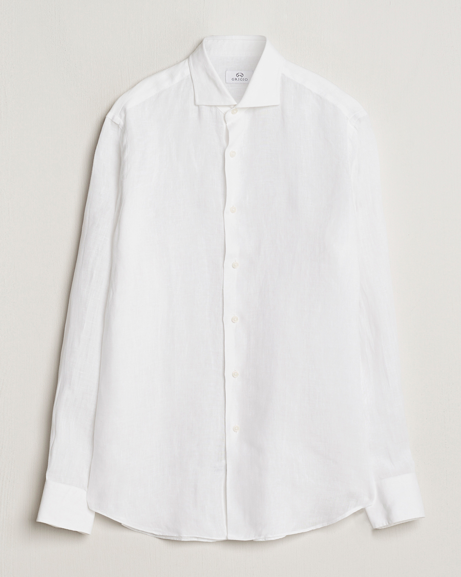 Mies | Kauluspaidat | Grigio | Linen Casual Shirt White