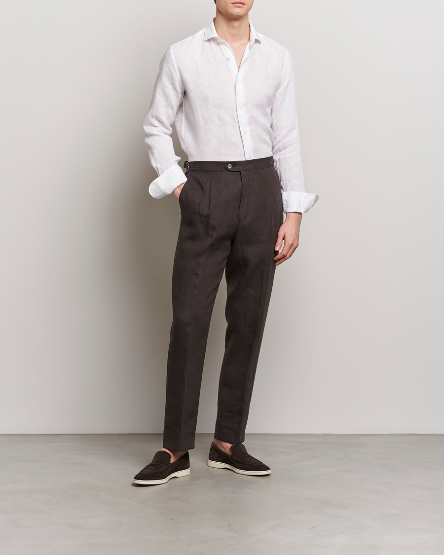 Mies | Kauluspaidat | Grigio | Linen Casual Shirt White