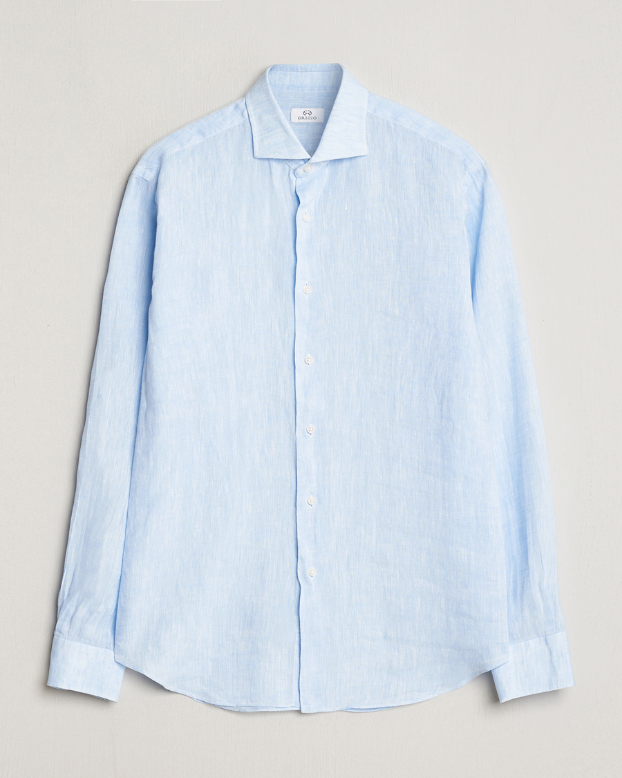 Mies | Kauluspaidat | Grigio | Linen Casual Shirt Light Blue