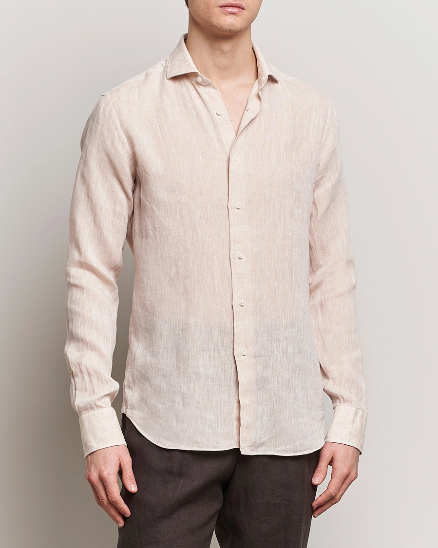 Mies | Pellavapaidat | Grigio | Linen Casual Shirt Beige