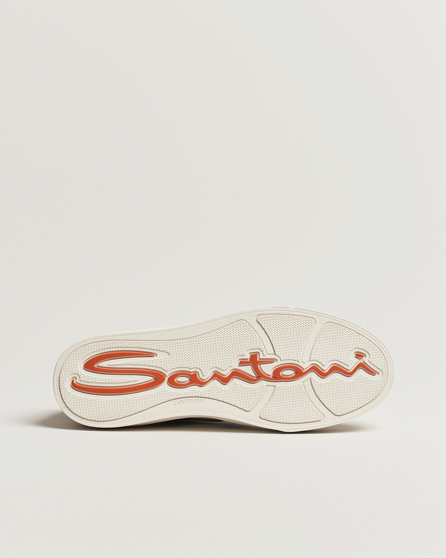 Mies | Santoni Double Buckle Sneakers White/Navy | Santoni | Double Buckle Sneakers White/Navy