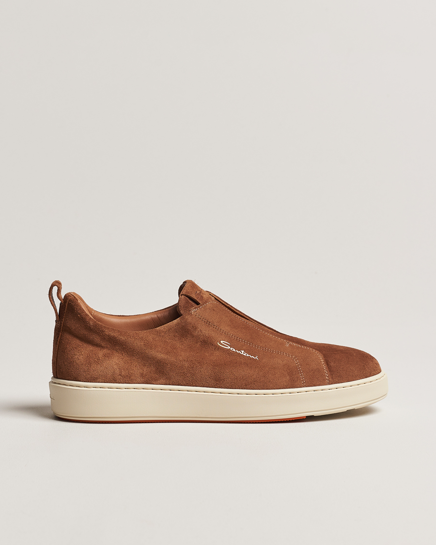 Mies | Santoni Cleanic No Lace Sneakers Brown Suede | Santoni | Cleanic No Lace Sneakers Brown Suede