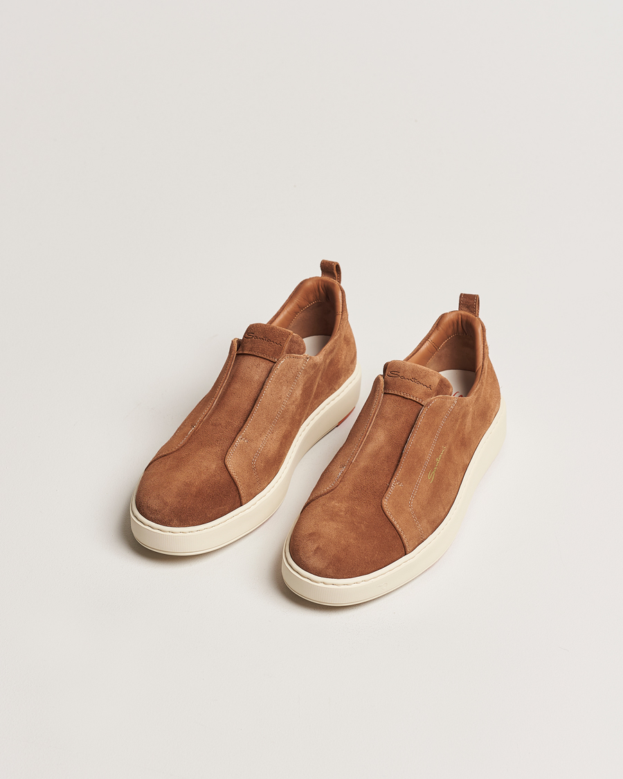 Mies | Tennarit | Santoni | Cleanic No Lace Sneakers Brown Suede