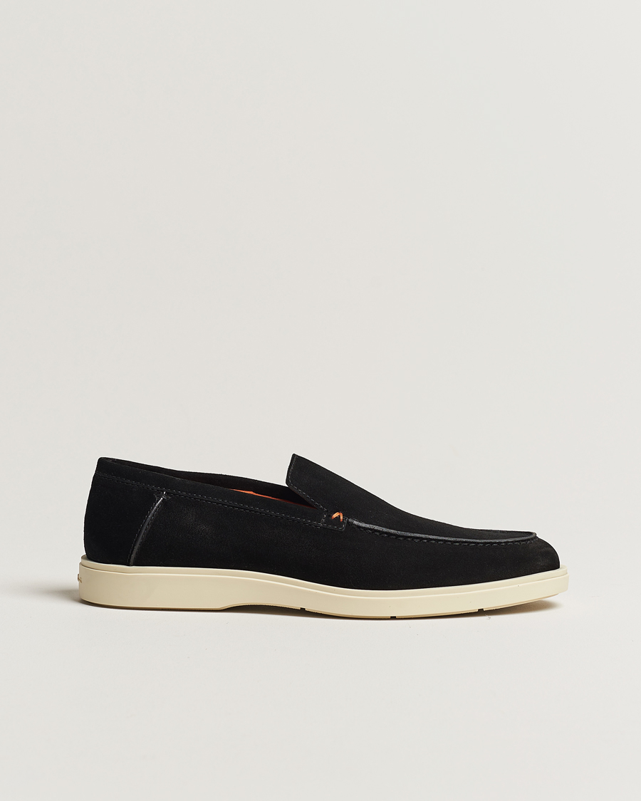 Mies | Santoni Summer Loafers Black Suede | Santoni | Summer Loafers Black Suede