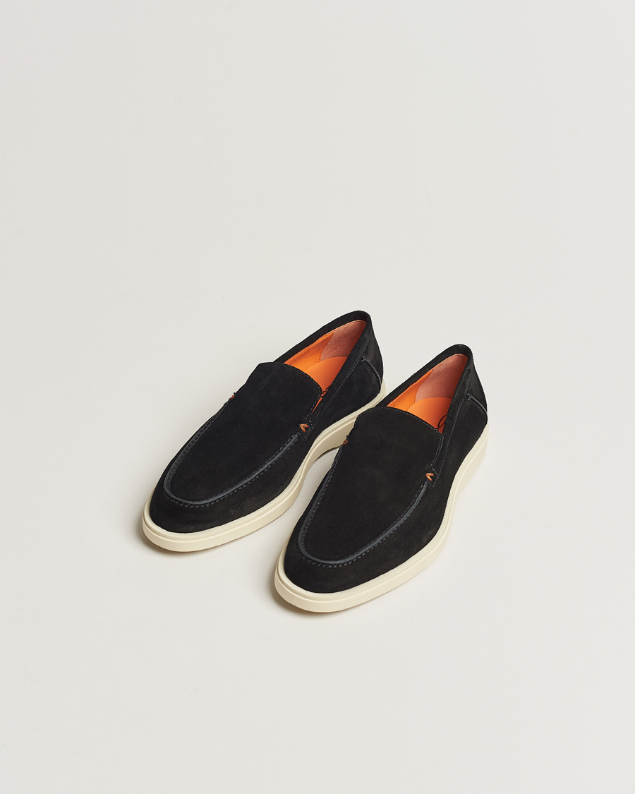 Mies | Santoni Summer Loafers Black Suede | Santoni | Summer Loafers Black Suede