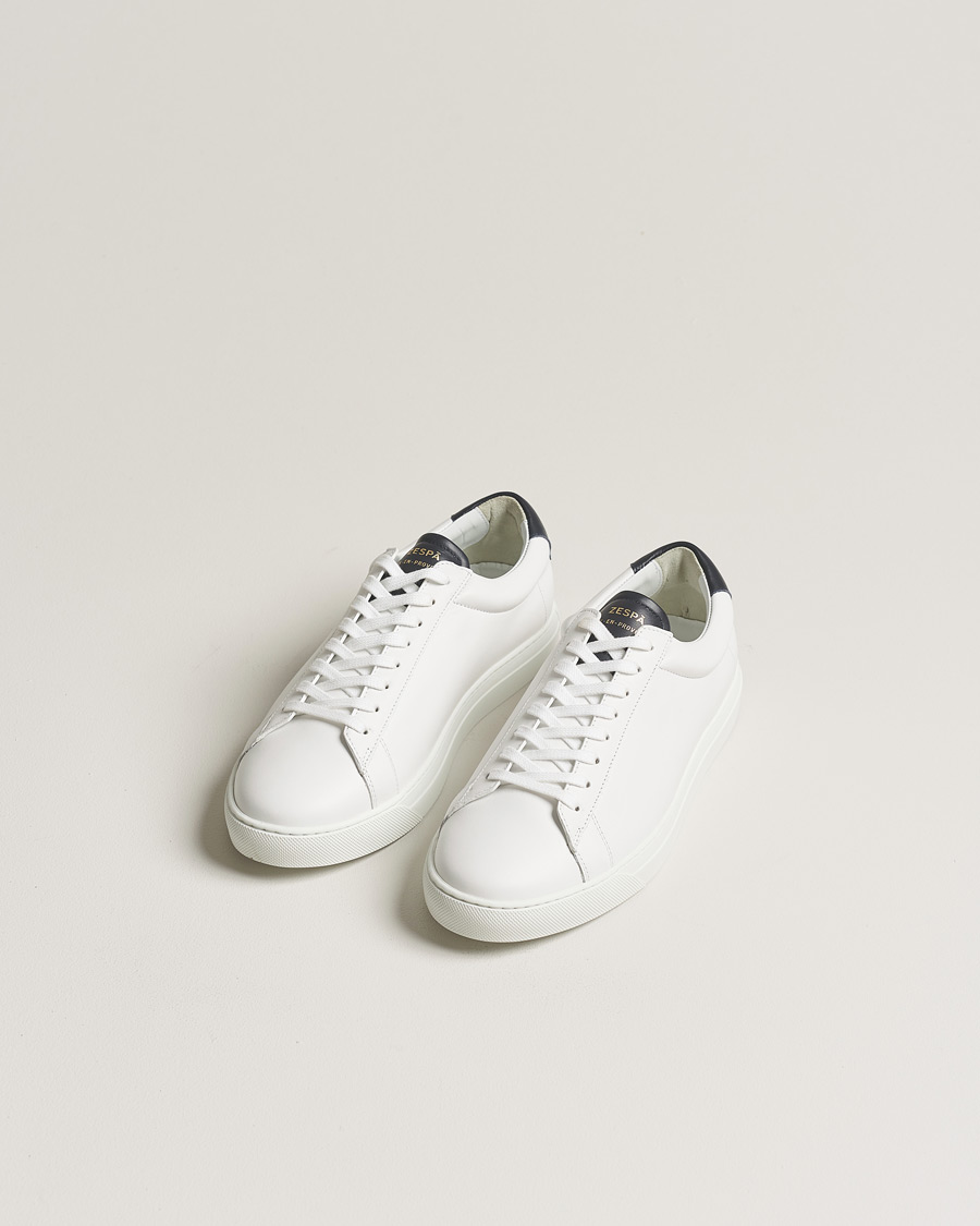Mies | Valkoiset tennarit | Zespà | ZSP4 Nappa Leather Sneakers White/Navy