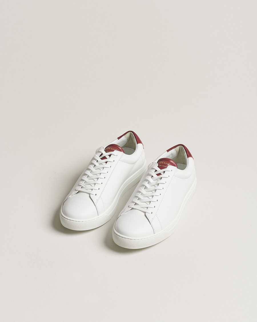 Mies | Zespà ZSP4 Nappa Leather Sneakers White/Wine | Zespà | ZSP4 Nappa Leather Sneakers White/Wine
