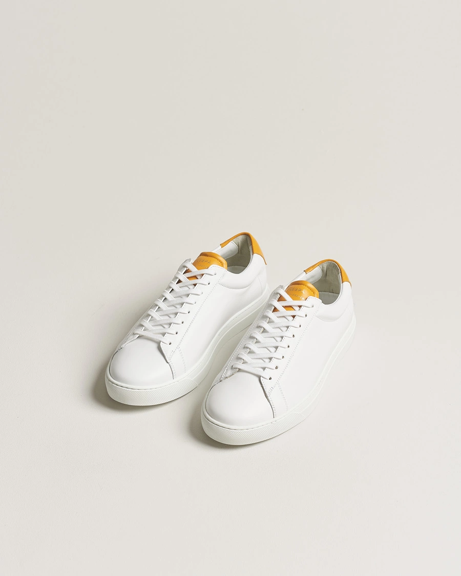 Mies | Valkoiset tennarit | Zespà | ZSP4 Nappa Leather Sneakers White/Yellow