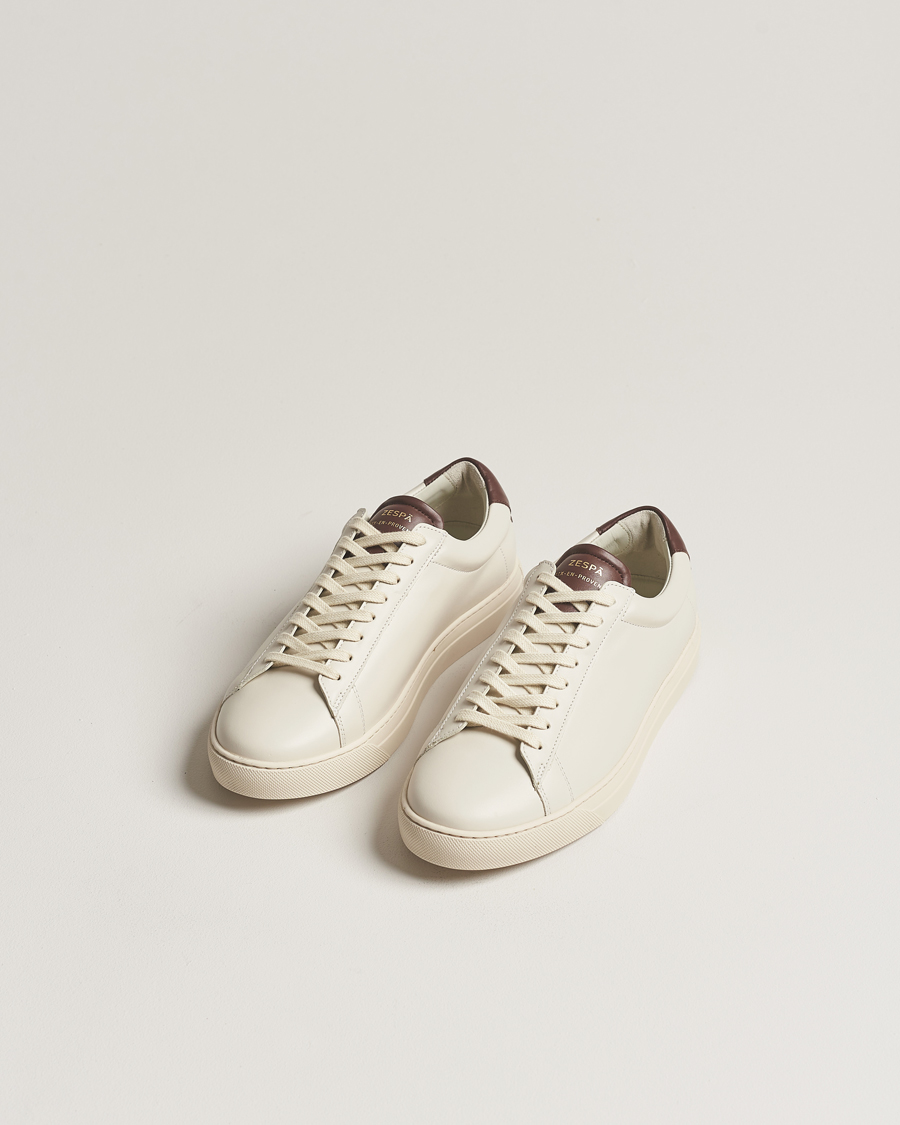 Mies | Valkoiset tennarit | Zespà | ZSP4 Nappa Leather Sneakers Off White/Brown