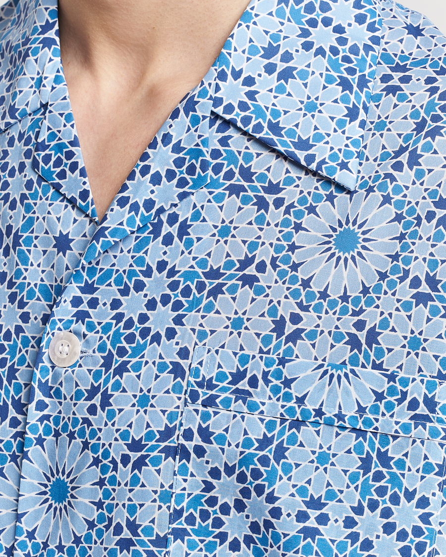 Mies | Yöpuvut ja kylpytakit | Derek Rose | Shortie Printed Cotton Pyjama Set Blue