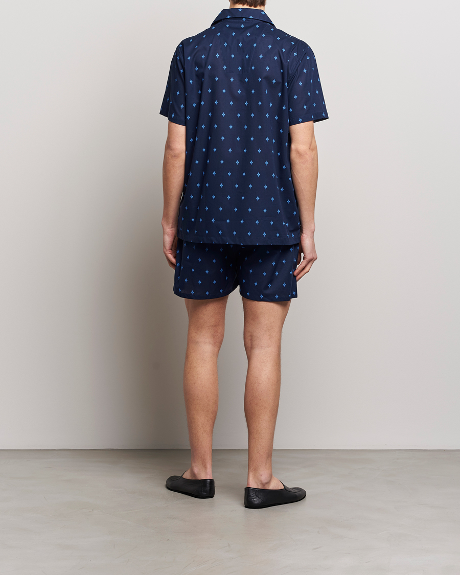 Mies | Yöpuvut ja kylpytakit | Derek Rose | Shortie Printed Cotton Pyjama Set Navy