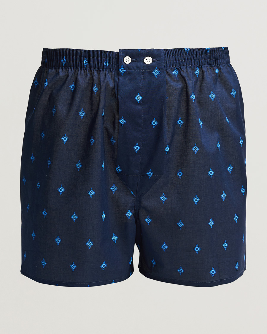 Mies | Alusvaatteet | Derek Rose | Classic Fit Woven Cotton Boxer Shorts Navy