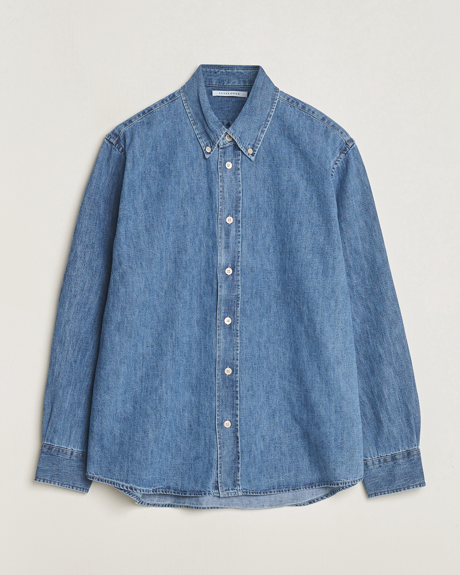 Mies | Kauluspaidat | Sunflower | Denim Button Down Shirt Mid Blue