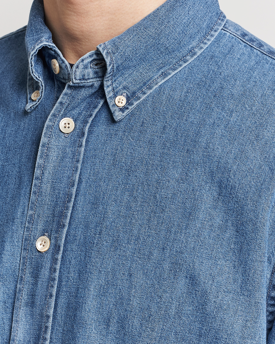 Mies | Kauluspaidat | Sunflower | Denim Button Down Shirt Mid Blue