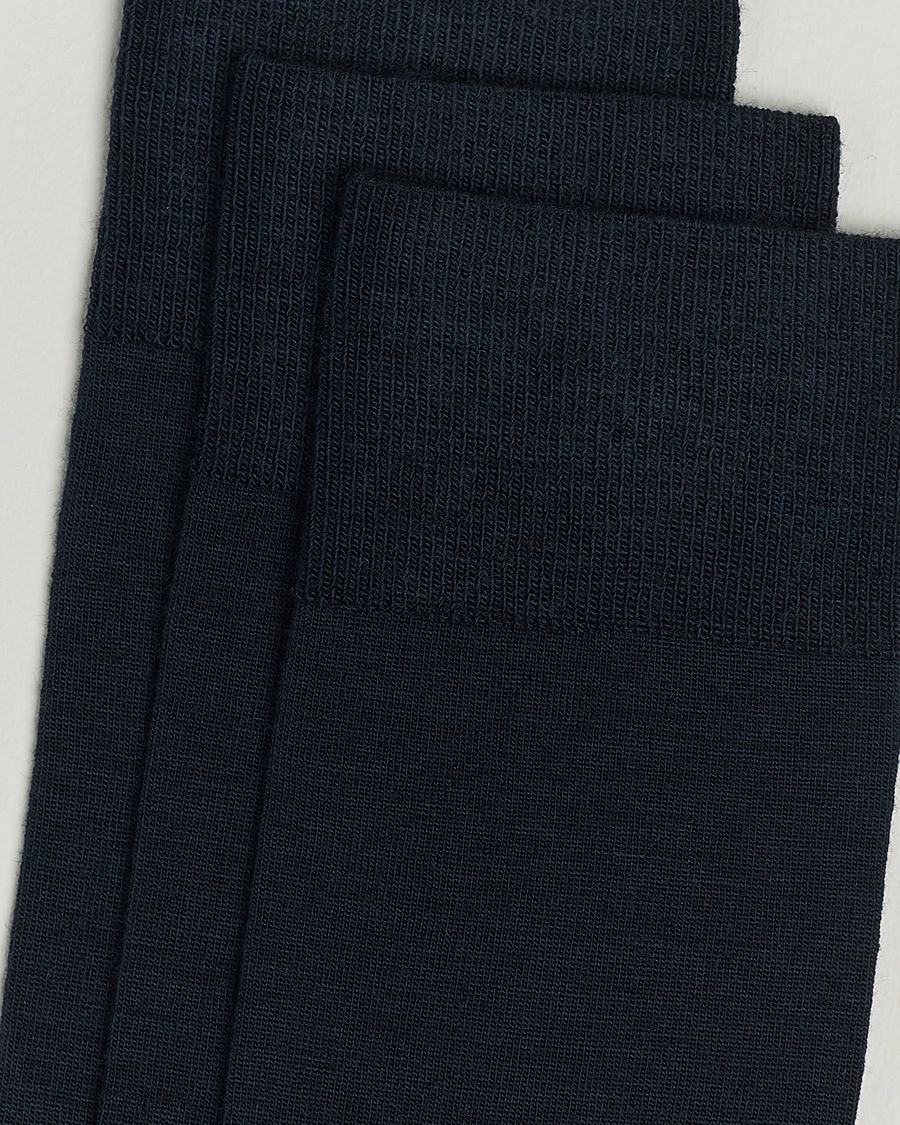 Mies |  | Amanda Christensen | 3-Pack Icon Wool/Cotton Socks Dark Navy