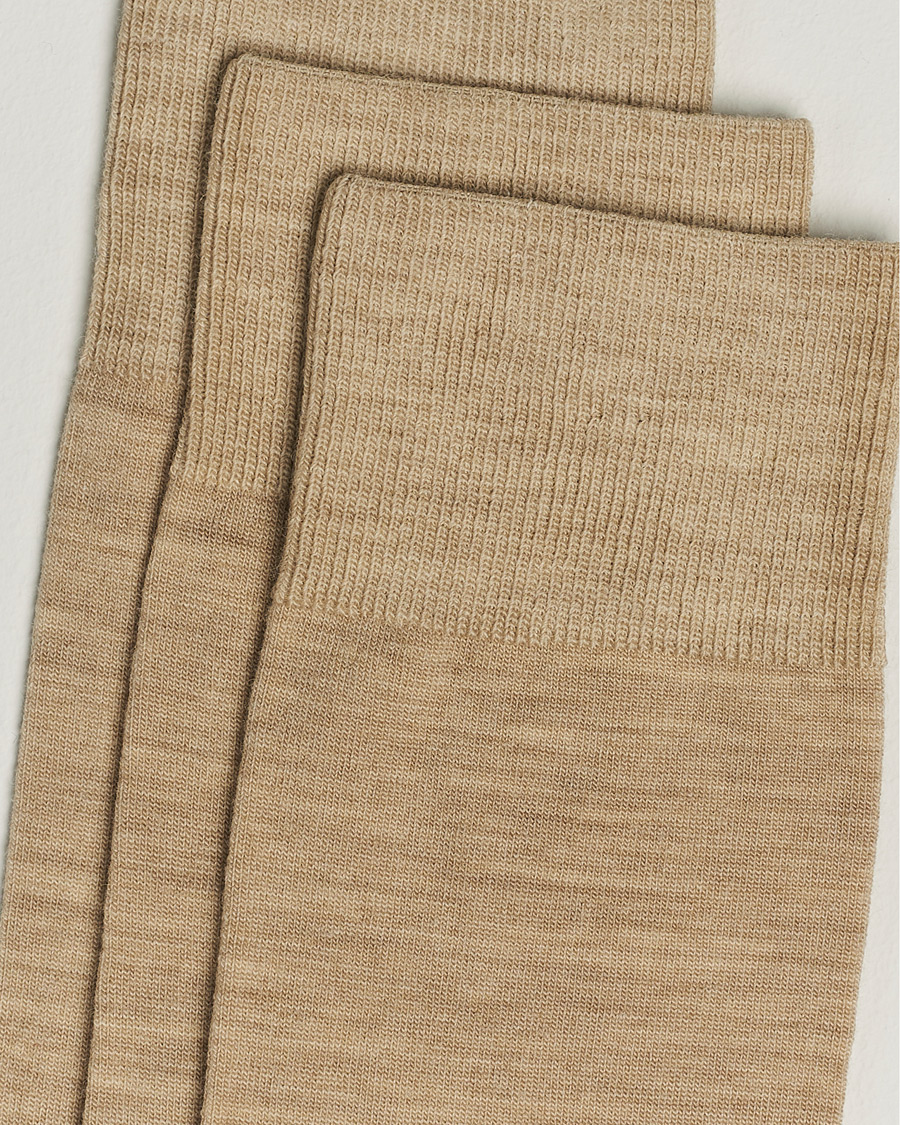 Mies |  | Amanda Christensen | 3-Pack Icon Wool/Cotton Socks Sand