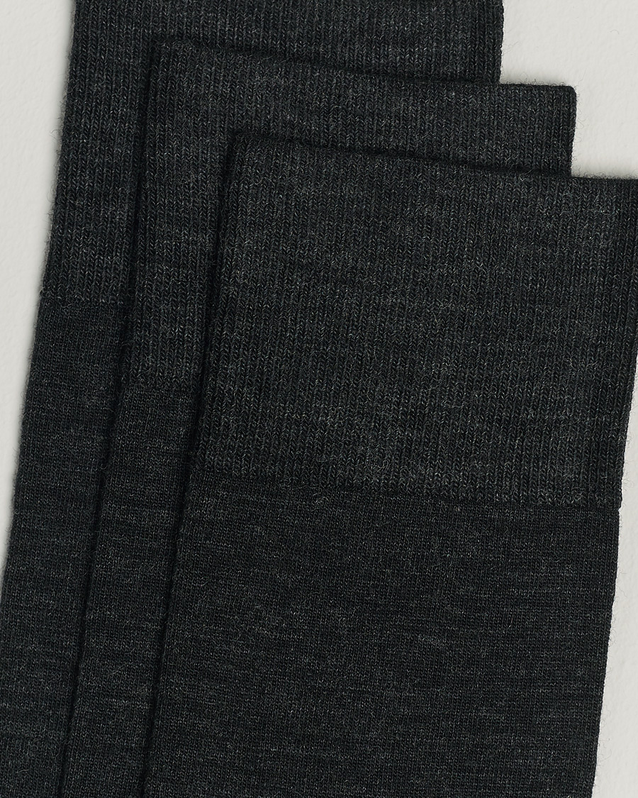 Mies | Alusvaatteet | Amanda Christensen | 3-Pack Icon Wool/Cotton Socks Antracite Melange