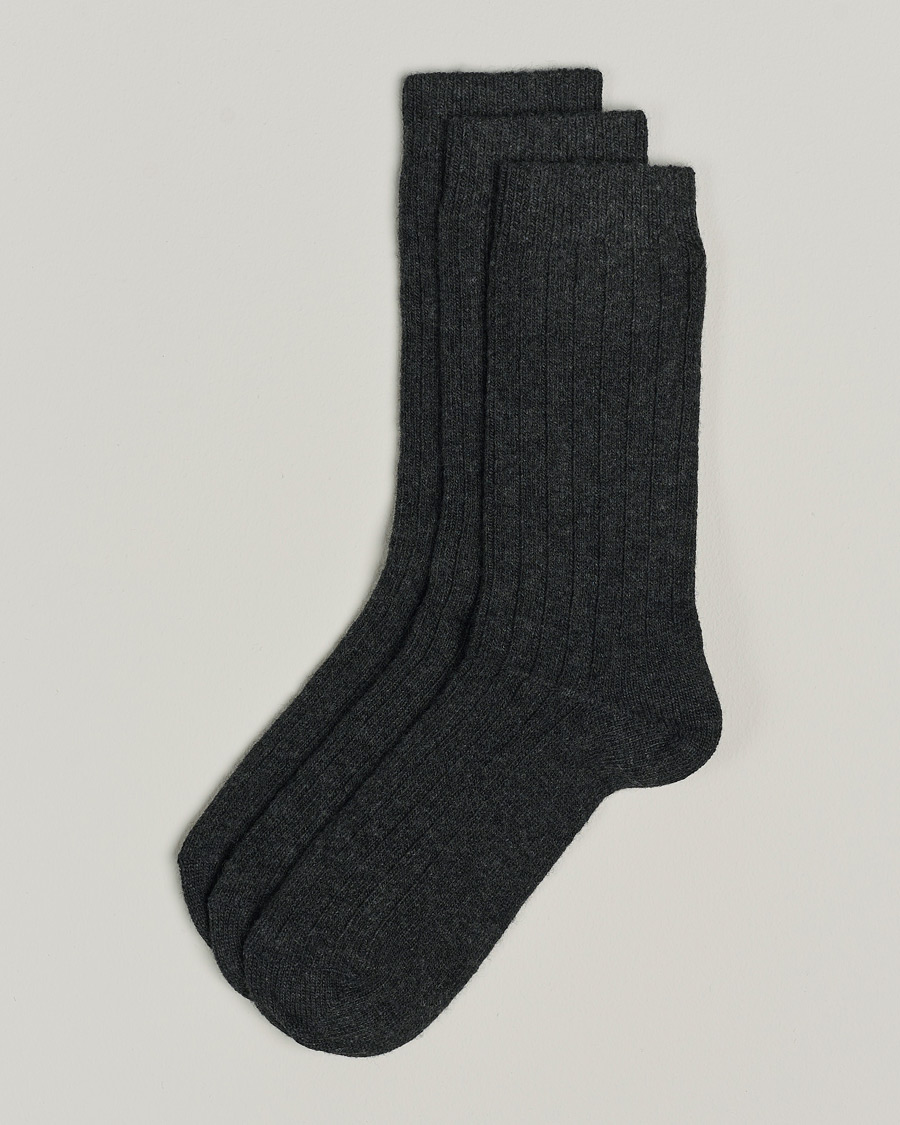 Mies | Alusvaatteet | Amanda Christensen | 3-Pack Supreme Wool/Cashmere Sock Antracite Melange
