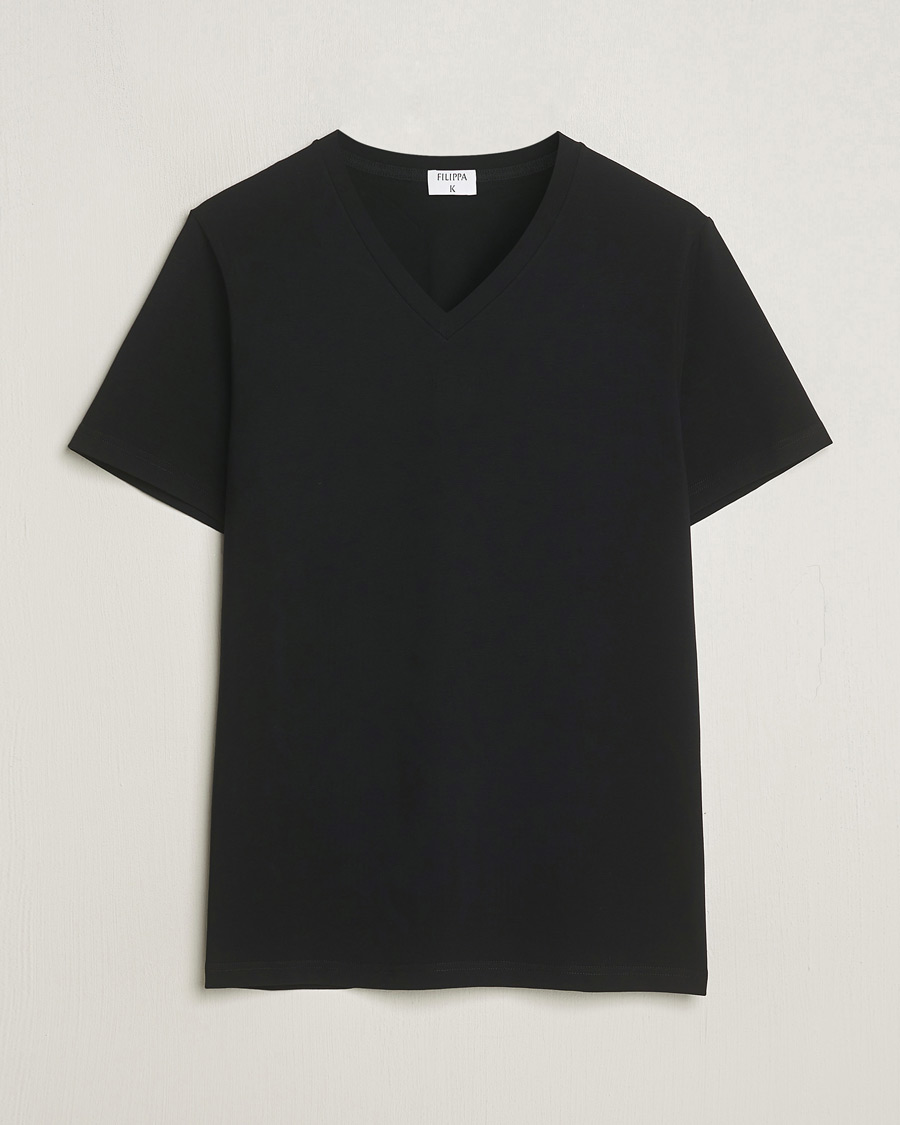 Mies | T-paidat | Filippa K | Organic Cotton V-Neck T-Shirt Black
