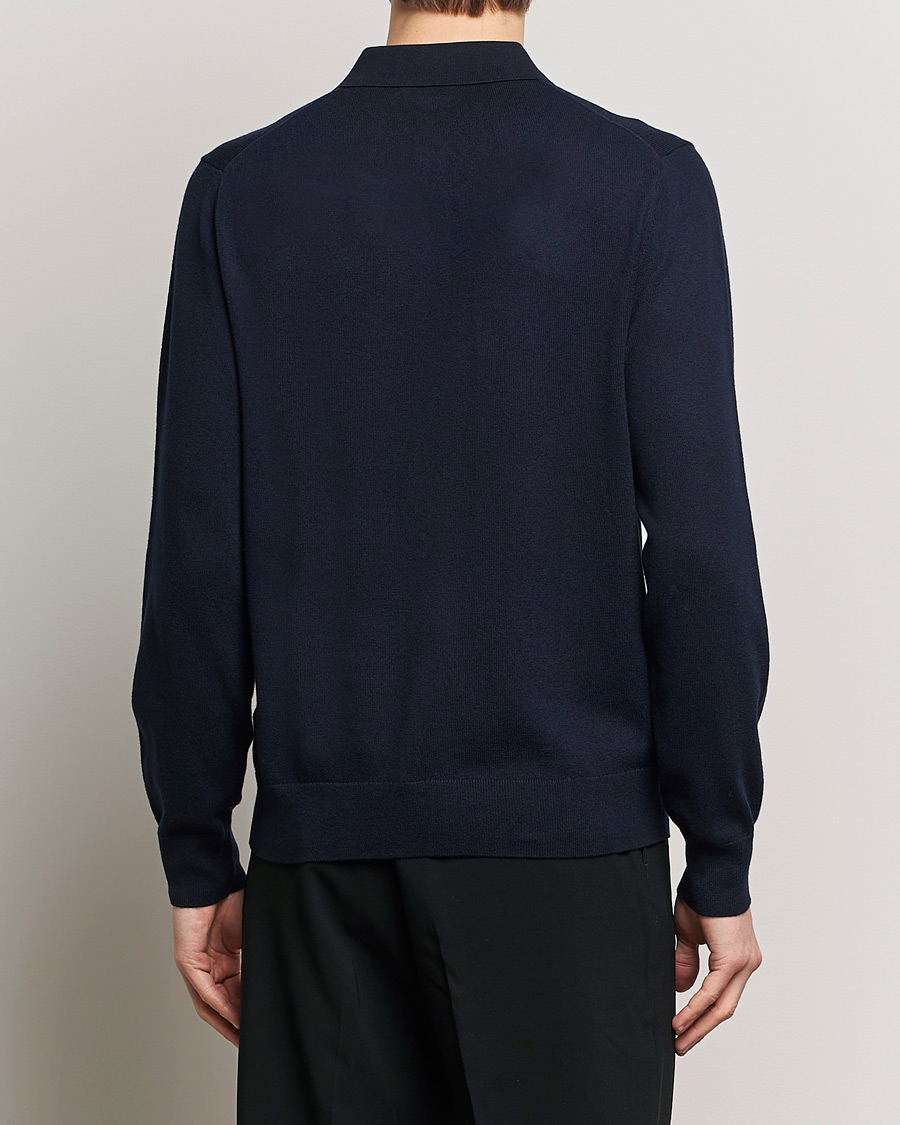 Mies | Puserot | Filippa K | Knitted Polo Shirt Navy