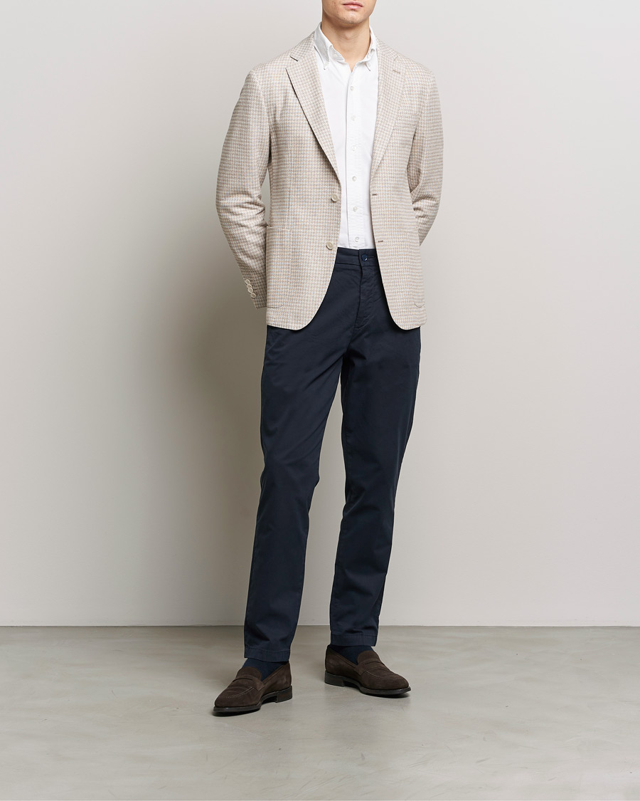 Mies | Pikkutakit | BOSS BLACK | Hanry Jersey Linen Checked Blazer Dark Beige