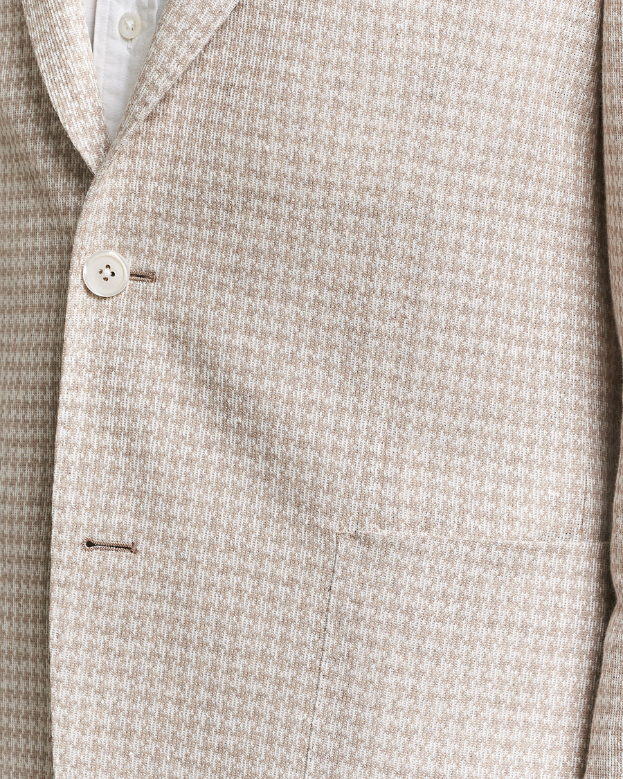 Mies | Pikkutakit | BOSS BLACK | Hanry Jersey Linen Checked Blazer Dark Beige