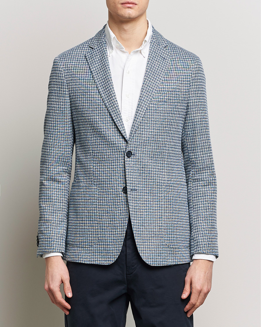 Mies | Business & Beyond | BOSS BLACK | Hanry Jersey Linen Checked Blazer Bright Blue