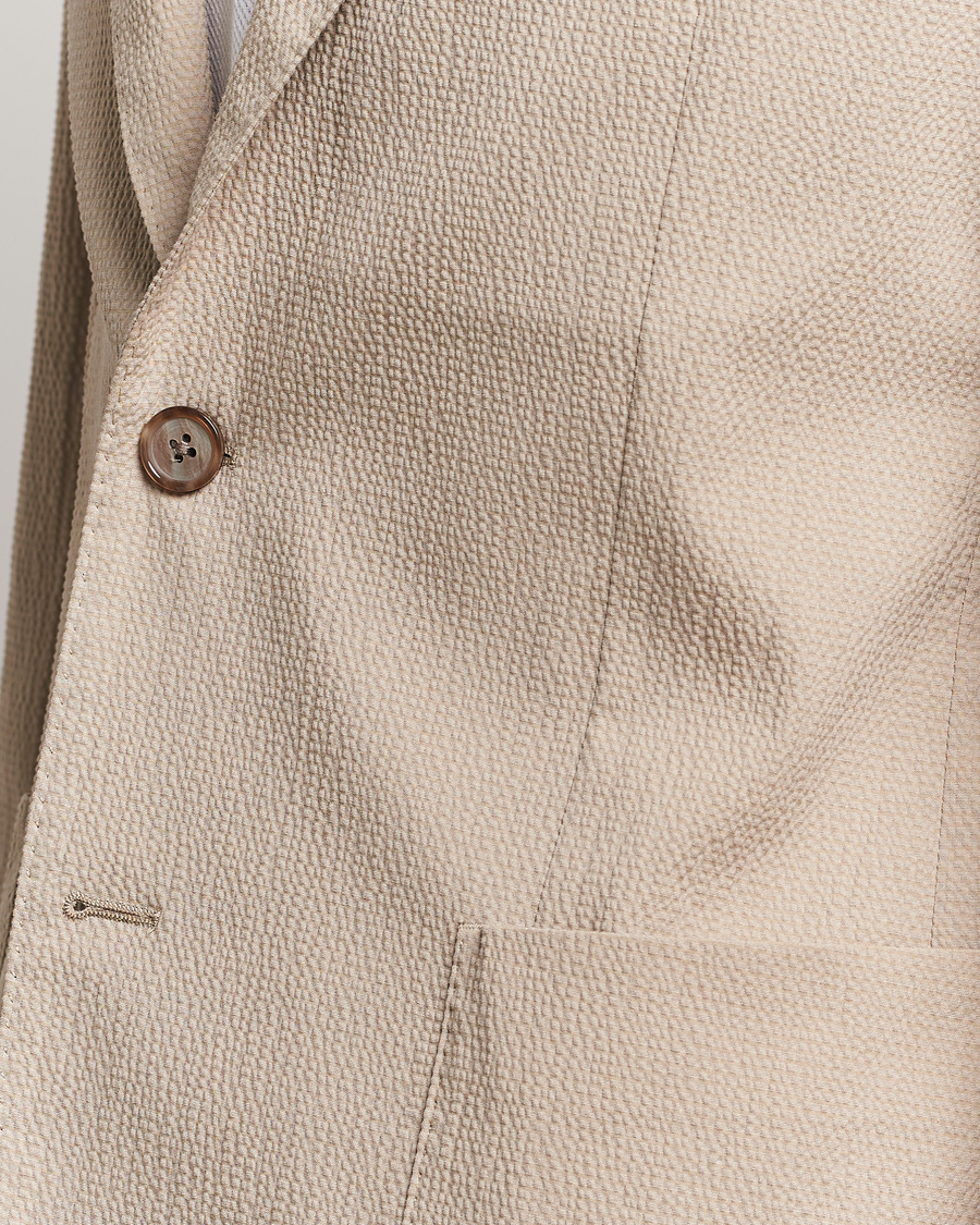 Mies | Pikkutakit | BOSS BLACK | Hanry Cotton Seersucker Blazer Dark Beige