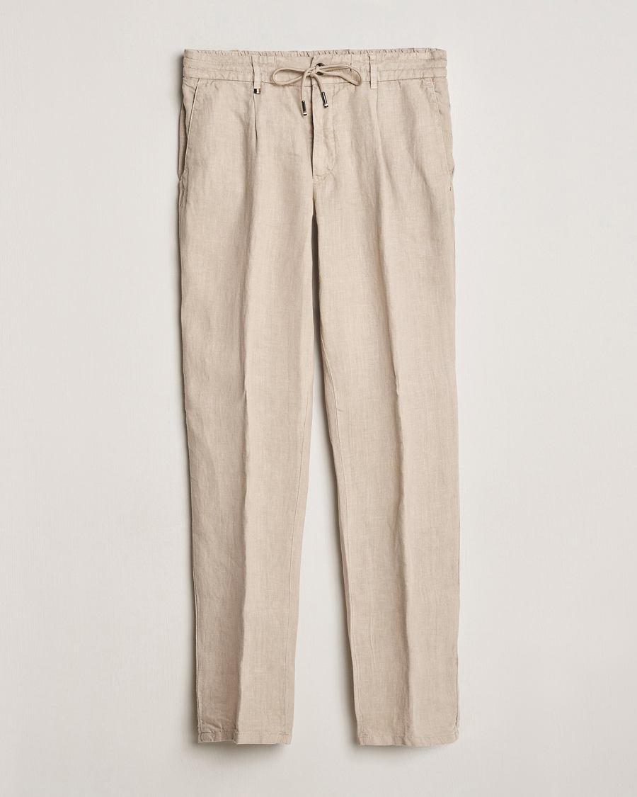Mies | Housut | BOSS BLACK | Genius Slim Fit Linen Pants Dark Beige