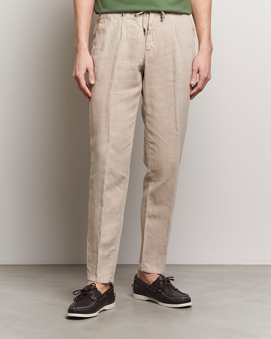 Mies | Housut | BOSS BLACK | Genius Slim Fit Linen Pants Dark Beige