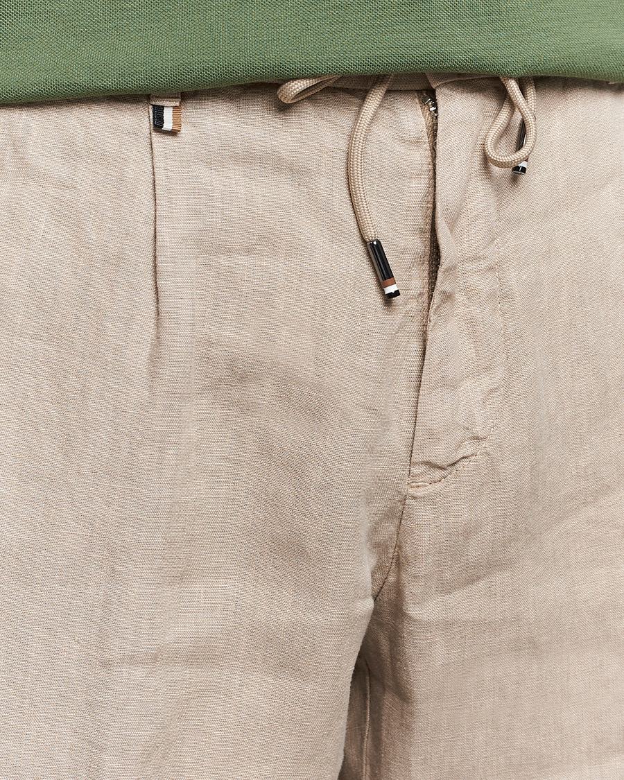 Mies | Housut | BOSS BLACK | Genius Slim Fit Linen Pants Dark Beige