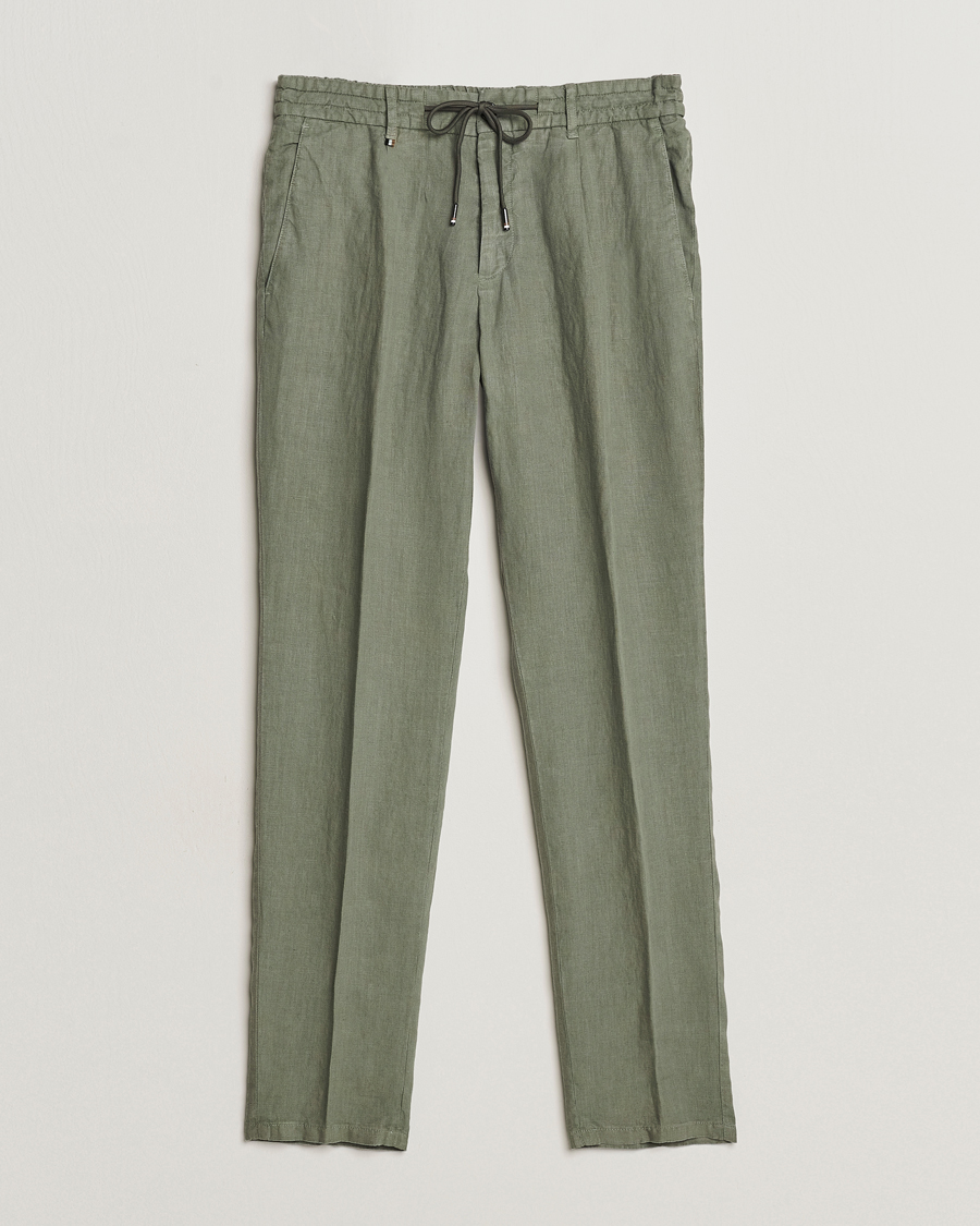 Mies | Housut | BOSS BLACK | Genius Slim Fit Linen Pants Open Green