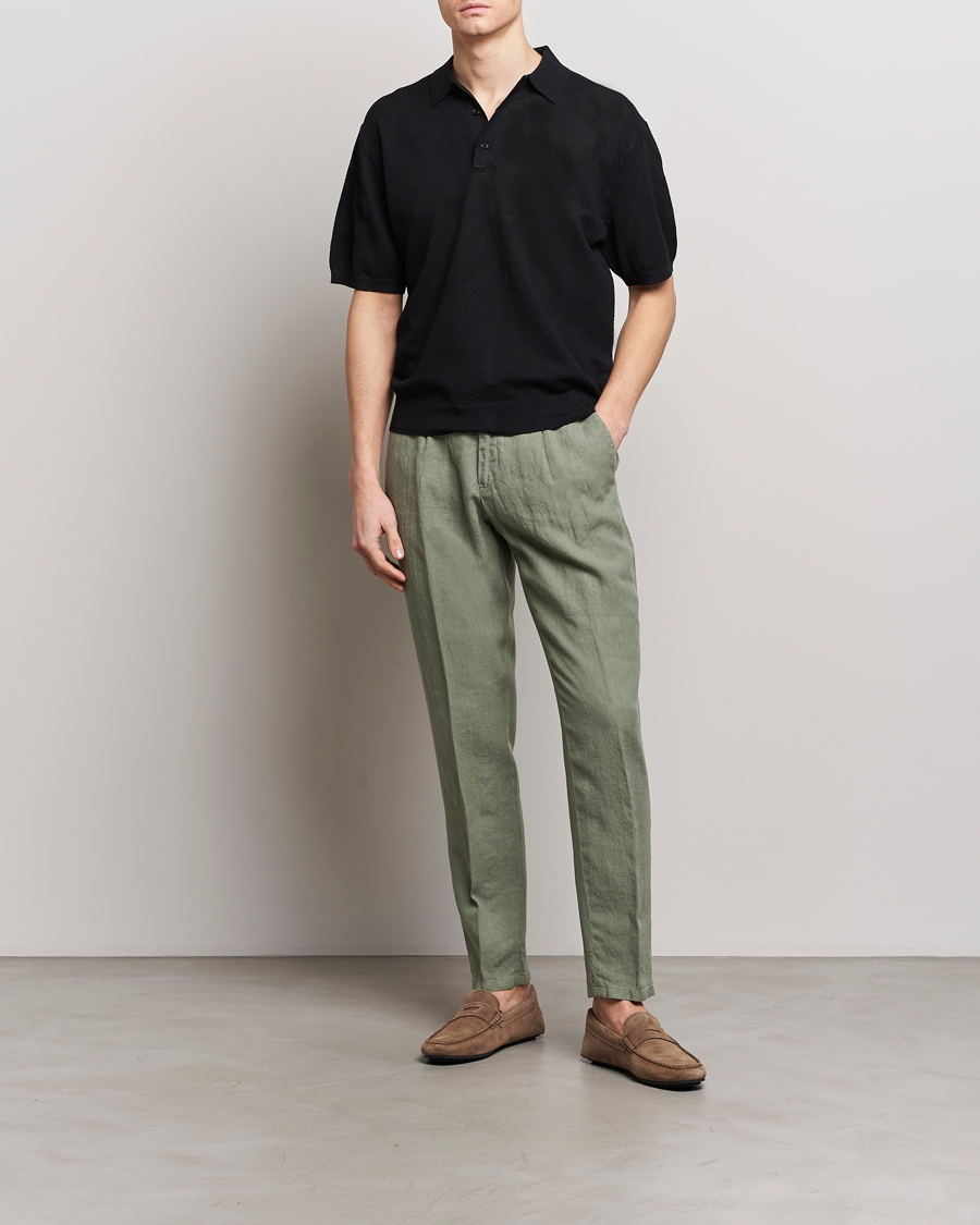 Mies | Housut | BOSS BLACK | Genius Slim Fit Linen Pants Open Green