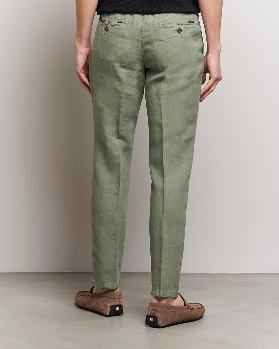 Mies | Housut | BOSS BLACK | Genius Slim Fit Linen Pants Open Green
