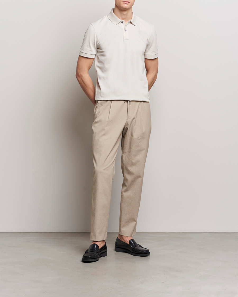 Mies | Housut | BOSS BLACK | Perin Cotton Seersucker Pants Dark Beige