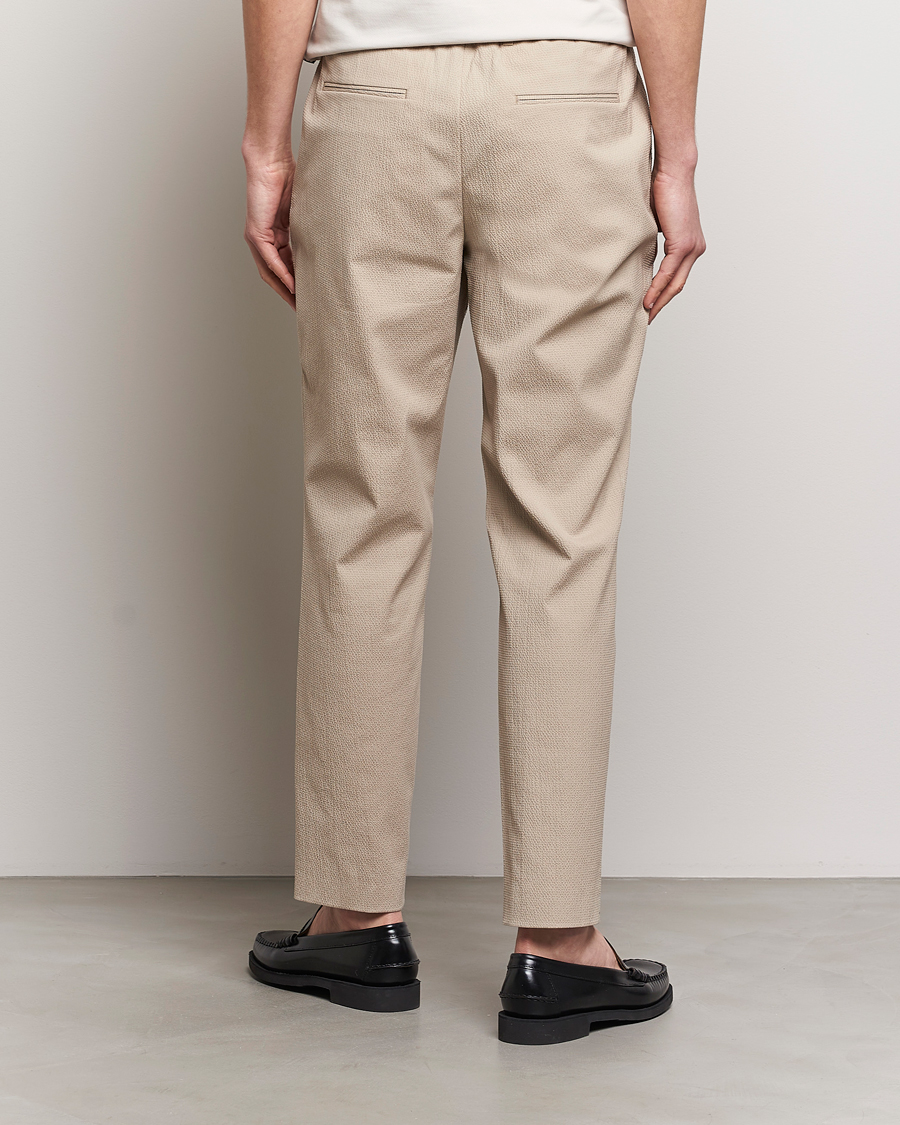 Mies | Housut | BOSS BLACK | Perin Cotton Seersucker Pants Dark Beige