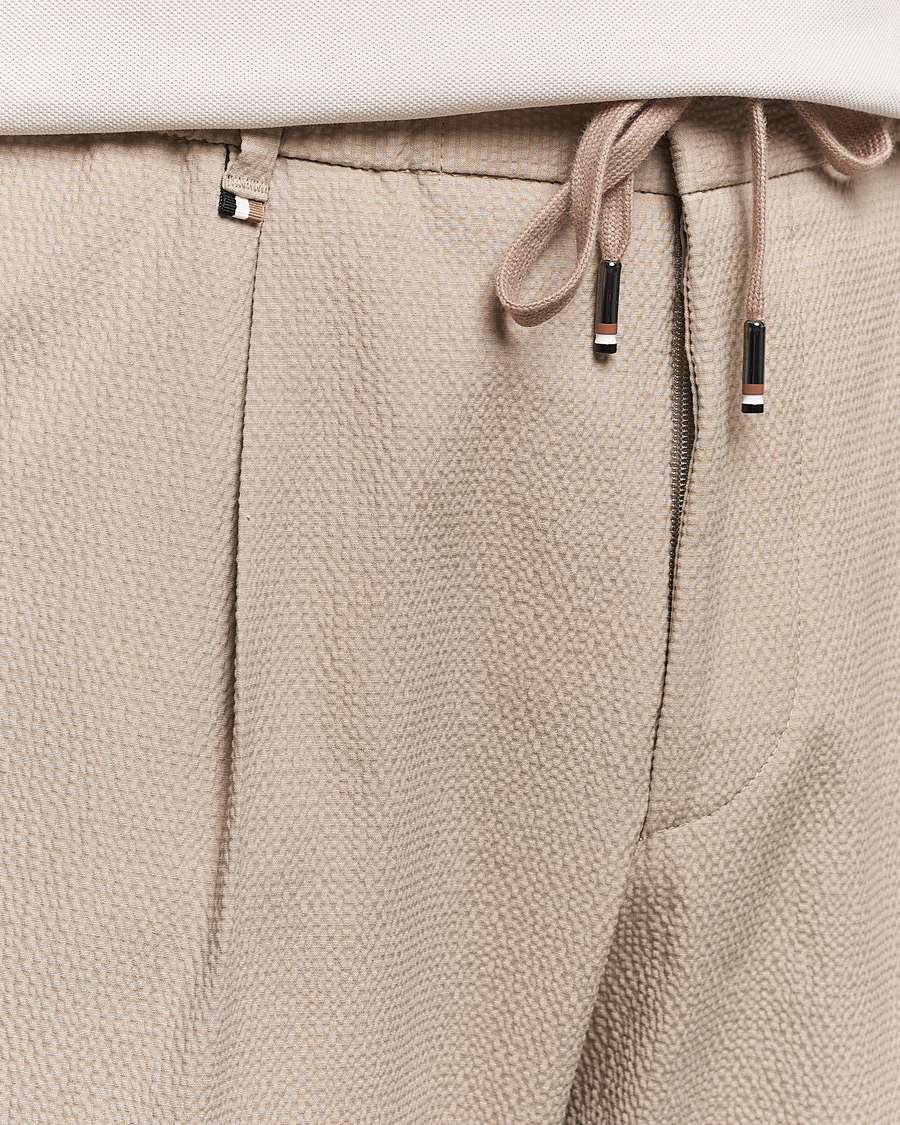 Mies | Housut | BOSS BLACK | Perin Cotton Seersucker Pants Dark Beige