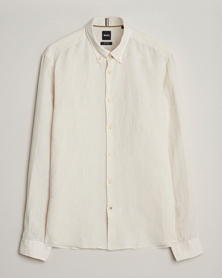 Mies | Kauluspaidat | BOSS BLACK | Liam Linen Shirt Open White