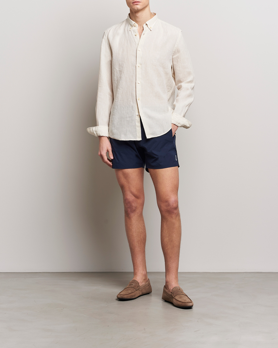 Mies | Kauluspaidat | BOSS BLACK | Liam Linen Shirt Open White