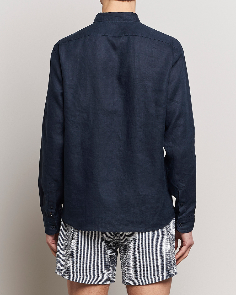 Mies | Kauluspaidat | BOSS BLACK | Liam Linen Shirt Dark Blue
