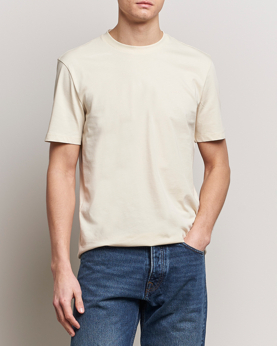 Mies | Valkoiset t-paidat | BOSS BLACK | Thompson Crew Neck T-Shirt Open White