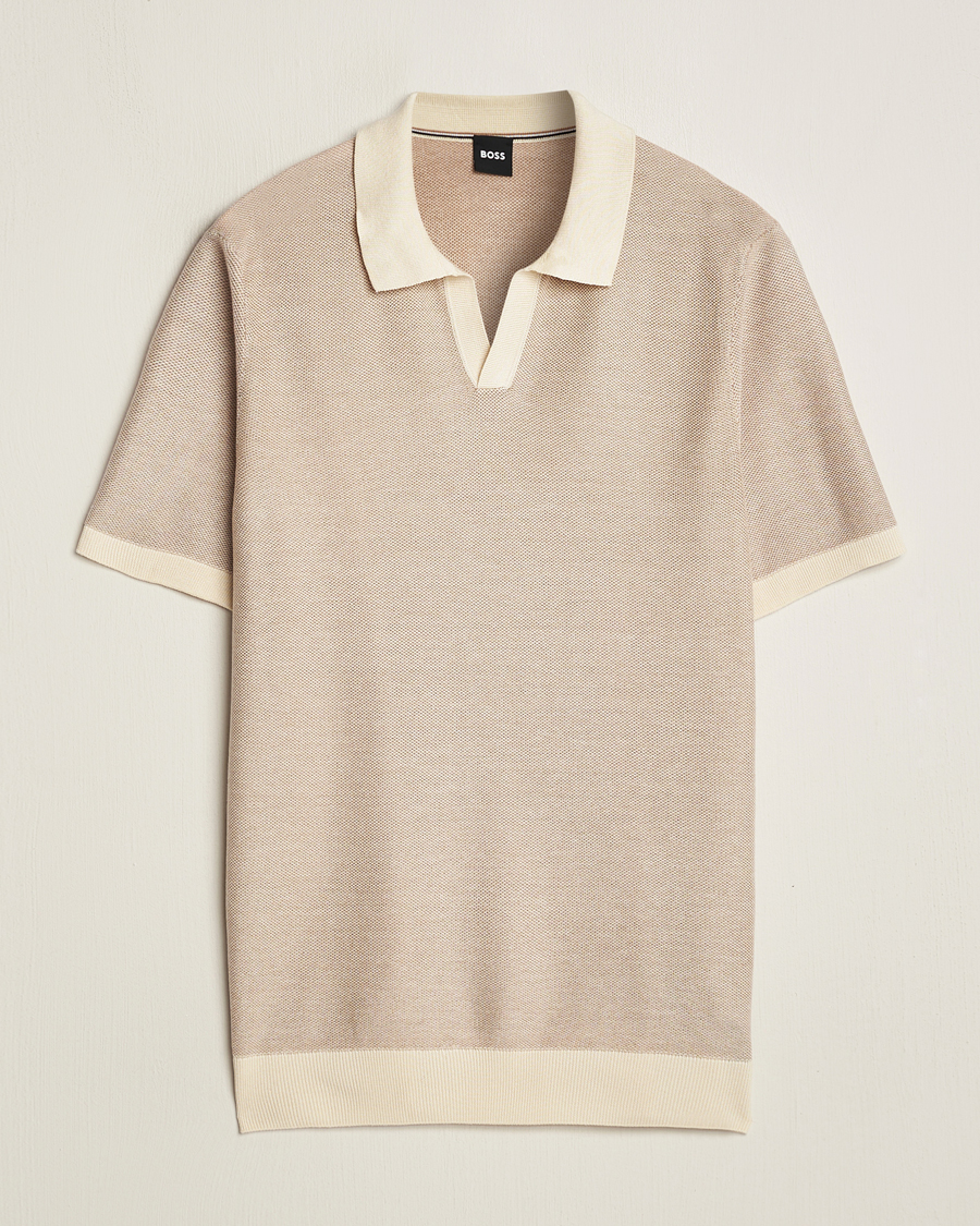 Mies | Pikeet | BOSS BLACK | Tempio Open Collar Polo Open Beige