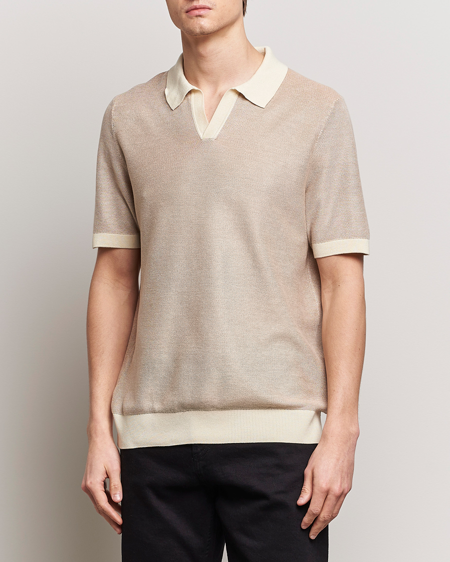 Mies | Pikeet | BOSS BLACK | Tempio Open Collar Polo Open Beige